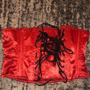 Red Satin Corset with metal boning
